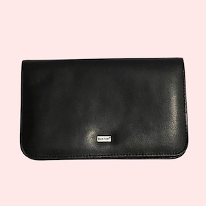 Buxton Large Black Leather Organizer Mini Purse Clutch Wallet Wristlet