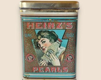1960s Heinz Pickling Pearls Lidded Tin Made by Cheinco New Jersey