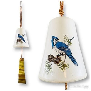 Vintage Pacific Stoneware Inc Stoneware Bluejay Bell Ceramic Hand Painted