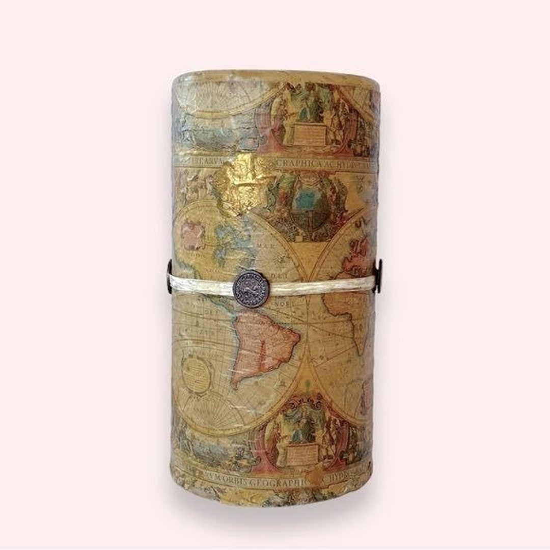 Heaventree Candle Company 8 X 4 Old World Map Large Pillar Candle Etsy