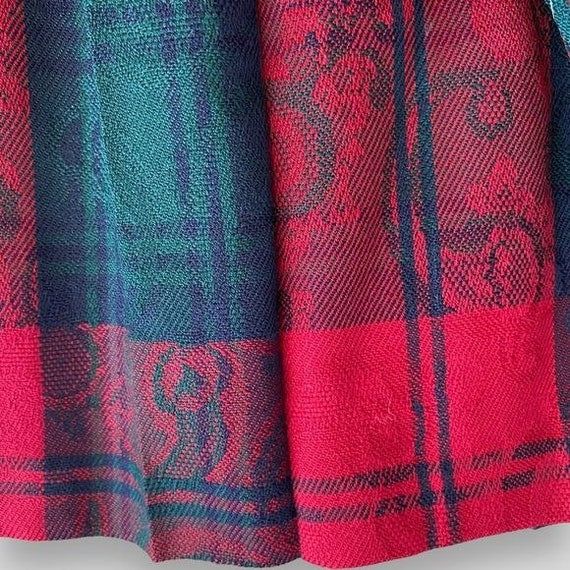 Vintage Pendleton Red Green Plaid Pleated Wool Mi… - image 2