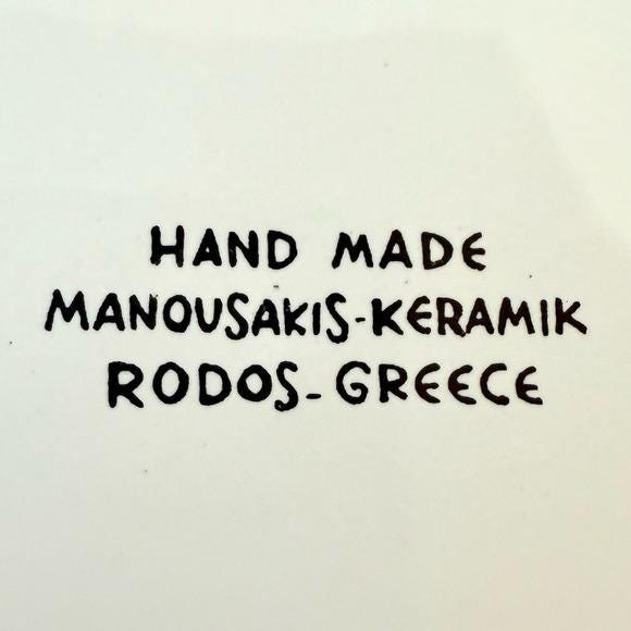 Vintage Manousakis Keramik Rodos Greece Hand-painted Plates 9 5/8