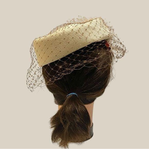 Vintage 1950s-60s Ivory Woven Pillbox Hat With Veil - Etsy