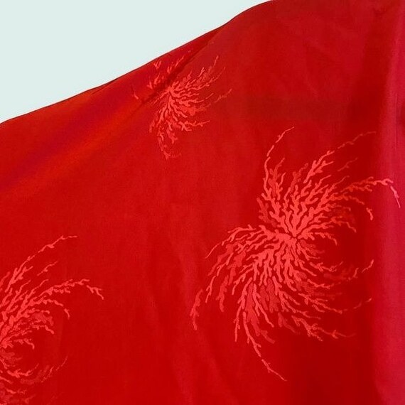 Vintage 50s-60s 100% Red Jacquard Silk Robe Royal… - image 7