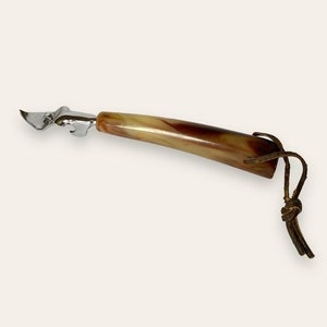 Vintage Bottle Opener Marbled Bakelite Handle Stainless Steel Barware