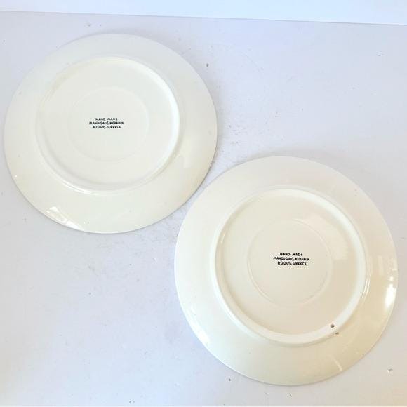 Vintage Manousakis Keramik Rodos Greece Hand-painted Plates 9 5/8