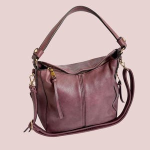 Realer Vegan Leather Burgundy Hobo Bag Adjustable Removable Strap