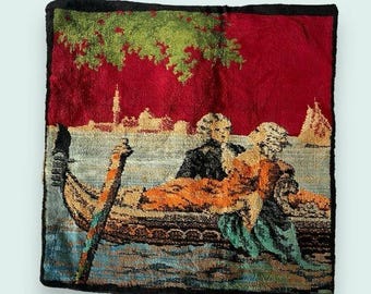 Antique Velvet Tapestry Throw Pillow Cover Sham Case 16.25” x 17” Cover Only No Pillow