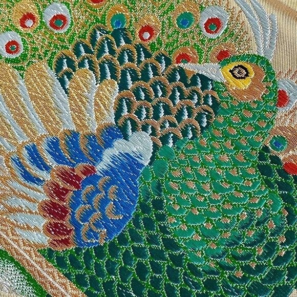 Vintage 184” (15+ Feet) Silk Brocade Japanese Fukuro Obi  display picture 3