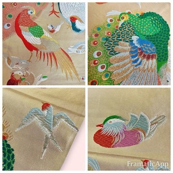 Vintage 184” (15+ feet) Silk Brocade Japanese Fukuro Obi Kimono Belt Peacocks Vintage 184” (15+ Feet) Silk Brocade Japanese Fukuro Obi  main image 3