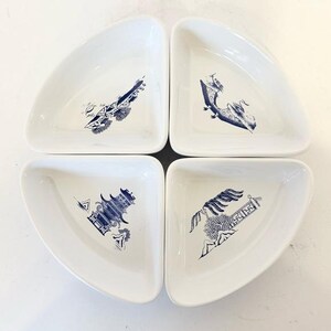 Vintage Ringtons Blue Willow Ironstone Quarter Dishes – Set of 4