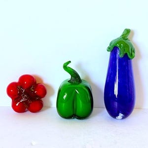 Set of 3 Vintage Italian Art Glass Handblown Fruits & Vegetables