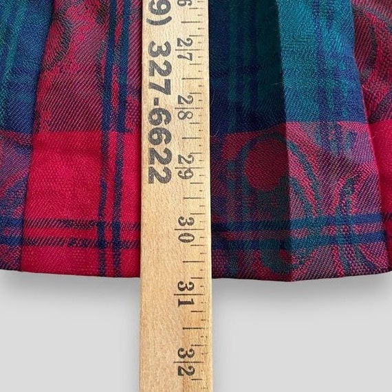 Vintage Pendleton Red Green Plaid Pleated Wool Mi… - image 7