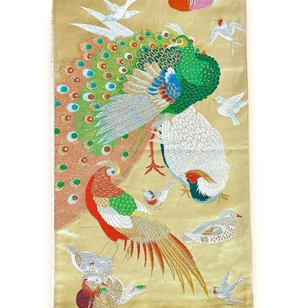 Vintage 184” (15+ Feet) Silk Brocade Japanese Fukuro Obi  display picture 1