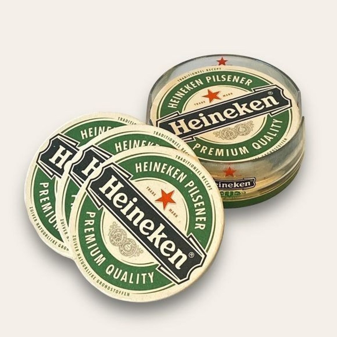 Vintage Heineken Beer Pub Mat Coaster Holder W/ 17 Pub Mats Etsy