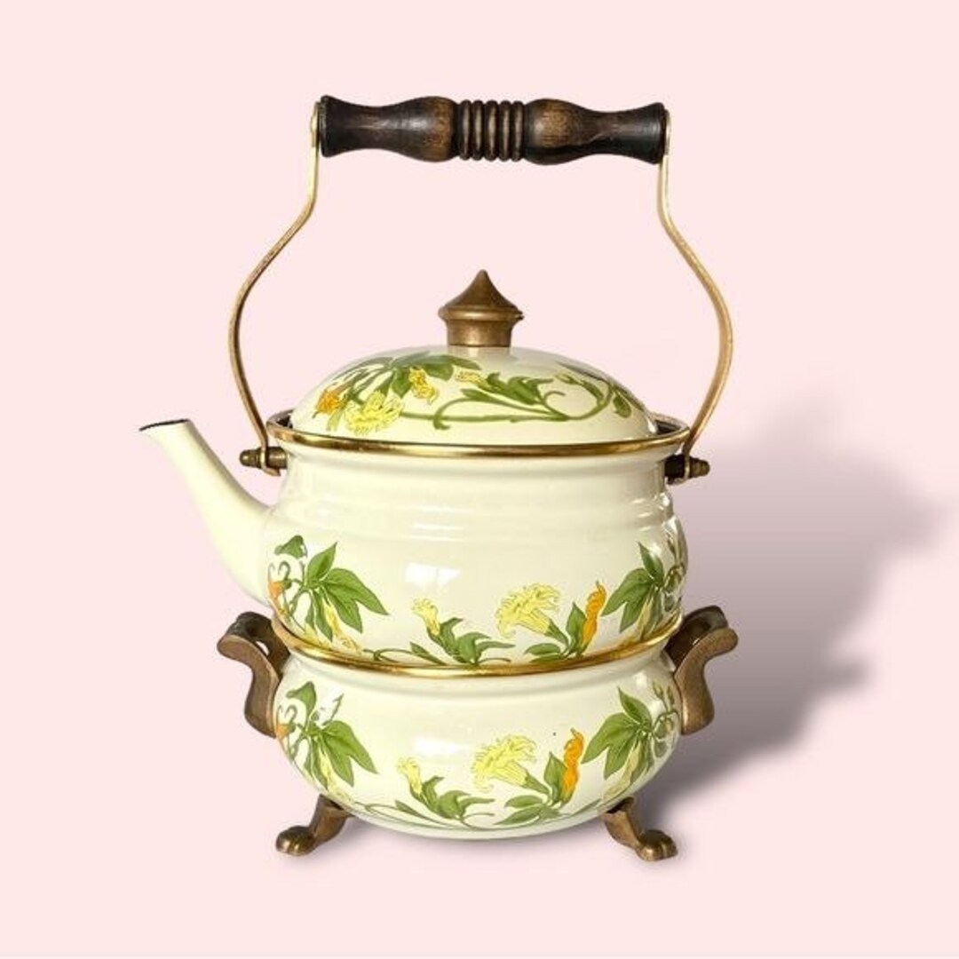 Vintage Asta W. Germany Enamel Tea Kettle Pot Lid Warmer Stand Etsy