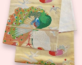 Vintage 184” (15+ Feet) Silk Brocade Japanese Fukuro Obi  display picture 2