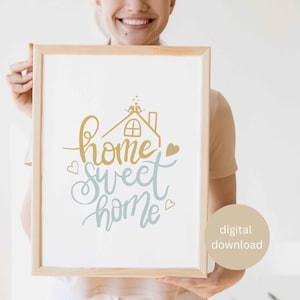 House Warming Printable Poster, Home Sweet Home Wall Decor, Gift for new homes, Newly Weds Gift, Loving Home gift, Digital Download