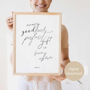 James 1:17 Scripture Printable Wall Decor, Modern Christian Wall Art, Minimalist Bible Verse Poster, Baptism Gift, Digital Download