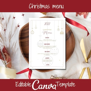 CANVA Christmas Menu Template, Christmas Menu, Editable Christmas Menu, Menu Template, Christmas Menu Template, CM05