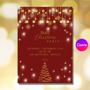 Christmas party invite| Staff Christmas party invite|Christmas invitation download| Christmas instant download | Holiday home printable PI01