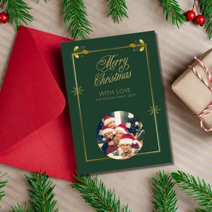 Modello di Natale Canva 5x7, modello di biglietto di Natale per la famiglia, modello di Natale, modello di biglietto di auguri, biglietto di buone feste, Canva xmas fai da te.