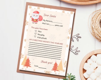 A4 Boho Style kids letter to Santa |Instant Santa Letter Download| Kids Letter to Santa | Printable letter | Christmas Wish List | LS01