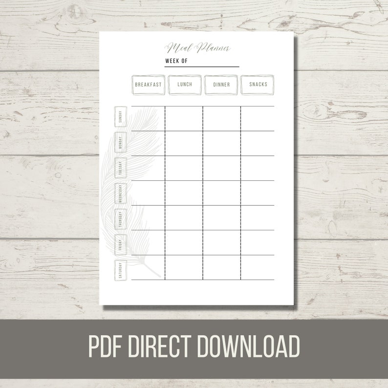 Printable Weekly Menu Planner And Grocery List Instant Etsy