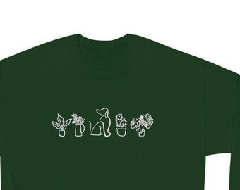 Plants and Dog Mom Sweater, House plant lover, Dog Lover Gift, Cozy Plant Lady Sweatshirt, Plant Sweaters for women, Crazy plant lady