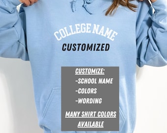 Custom College Hoodie, Personalized College Hoodie, Custom Design University Hoodie, Gift for College Relative, College Letters Hoodie