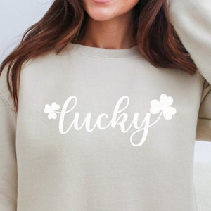 Lucky 4 Leaf Clover St Patty Day Shirt, Cute St Patty Day Cotton Shirt, St Patricks Day Printed Tee, Green St Patty Lucky Shamrock Tee