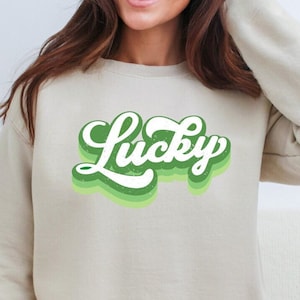 Lucky St Pats Day Sweatshirt, Lucky Cotton Shirt, Green St Patty Lucky Shamrock Tee, Lucky St Patty Day Graphic Shirt, 4 Leaf Clover Tee