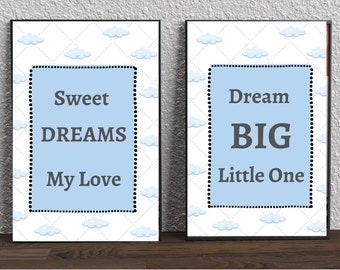 Nursery Decor Prints Set: Dream Big, Sweet Dreams (Digital Download)