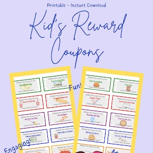 Kids Reward Coupons Printable, Reward coupon booklet, reward tickets for children, kids gift idea image 1