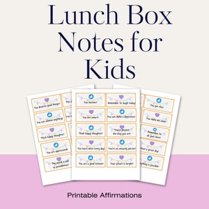 Lunch Box Notes Printable, Lunch Notes for Kids, Positive Affirmations, Encouragement