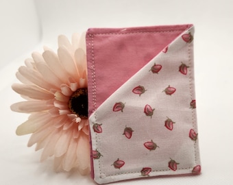 Floral Fabric Gift Card Holder Pink Rose for birthday, Valentine's Day, Mother's Day