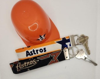 Keychain Houston Astros, Astros Key Fob Wristlet, Fabric Key Ring, Gift Idea