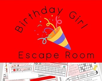 Escape Room for Kids, Printable DIY birthday party game, Birthday Girl escape room kit, kids puzzles, family game, code-cracking game