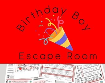 Birthday Boy Escape Room Kit: Printable DIY Party Game (PDF)