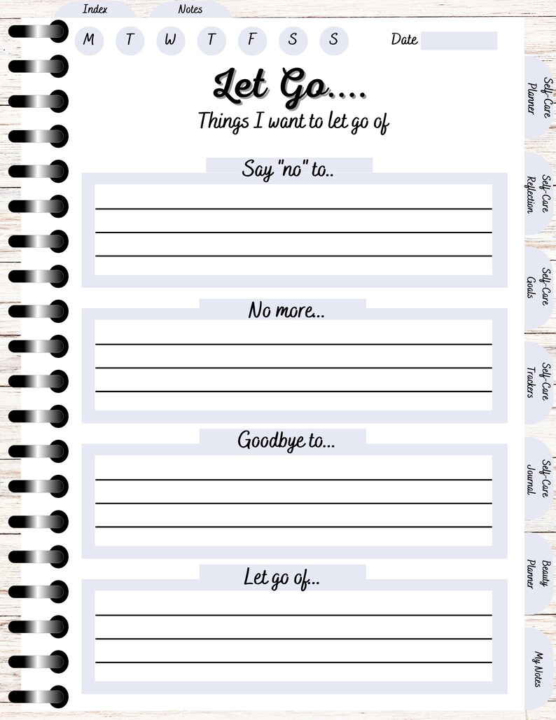 The Ultimate Self Care Planner Bundle,feminine style blue, 58 pages of goals, reflections, routines, trackers, journals, wellness, and more image 10