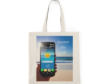 Natural Tote Bag, The Beach is Calling, Hello Summer