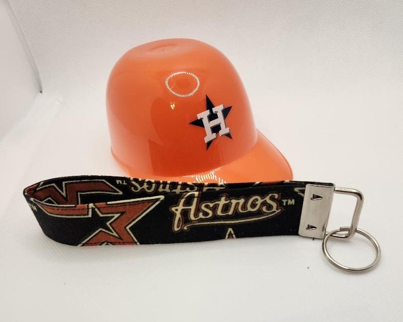 Keychain Houston Astros, Astros Key Fob Wristlet, Fabric Key Ring, Gift Idea image 4