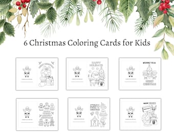 Printable Christmas Coloring Cards for Kids, Christmas coloring activity for home or classroom
