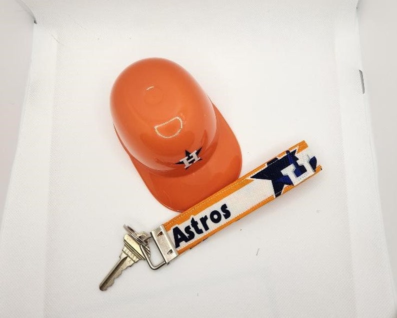 Keychain Houston Astros, Astros Key Fob Wristlet, Fabric Key Ring, Gift Idea image 3