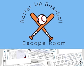 Escape Room for Kids, Printable DIY party game, birthday celebrations, Baseball escape room kit, kids puzzles, family game, secret code game