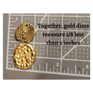 Double Circle Gold or Silver Earrings Two Discs Hammered image 6