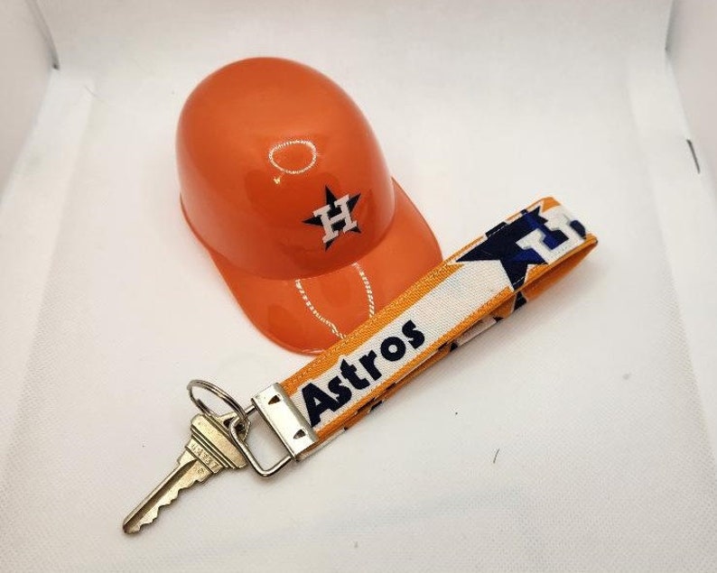 Keychain Houston Astros, Astros Key Fob Wristlet, Fabric Key Ring, Gift Idea image 5