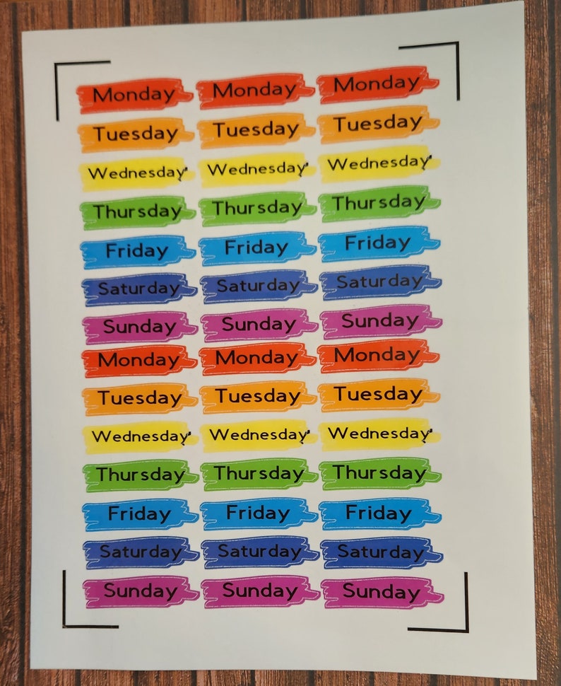 Rainbow Day of the Week Stickers Monday through Sunday Decals image 4