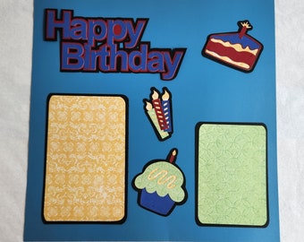 Handmade Scrapbook Happy Birthday Layered Die Cut Cardstock Embellishments