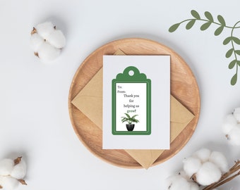 Teacher Appreciation Gift Tags, Set of 8, Green aesthetic, Thanks for Helping us GROW, gift for teacher, teacher thank you